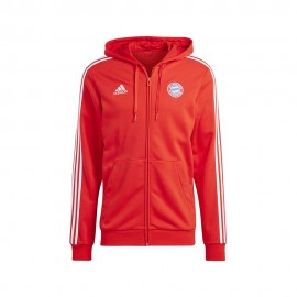 Adidas Felpa Calcio Con Cappuccio Bayern Dna Full Zip Rosso Bianco Uomo