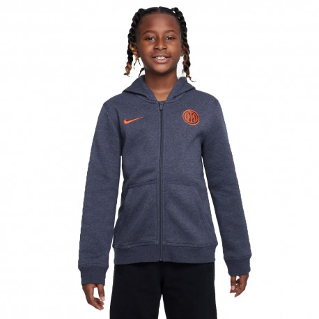Nike Felpa Calcio Con Cappuccio Inter Club Bb3R Fz Blu Arancio Bambino