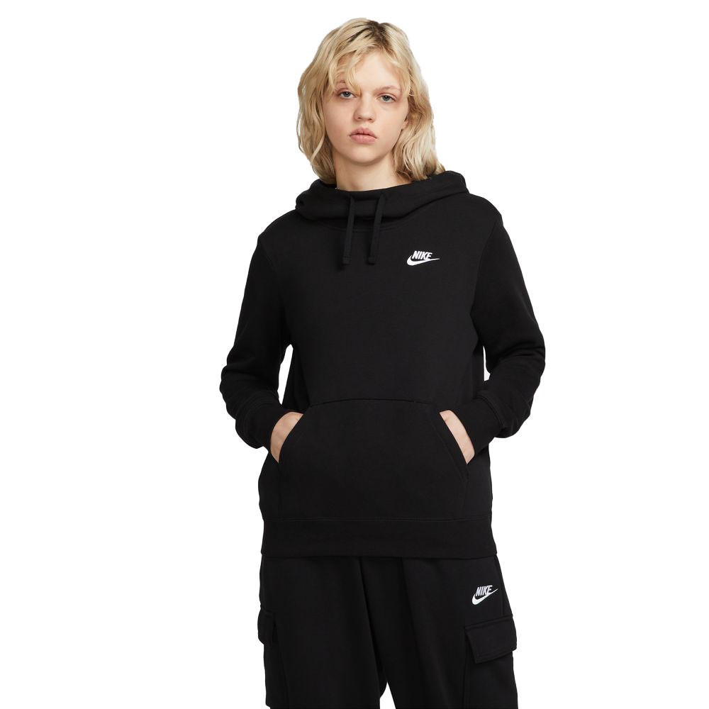 Image of Nike Felpa Con Cappuccio Logo Club Fleece Nero Donna XS