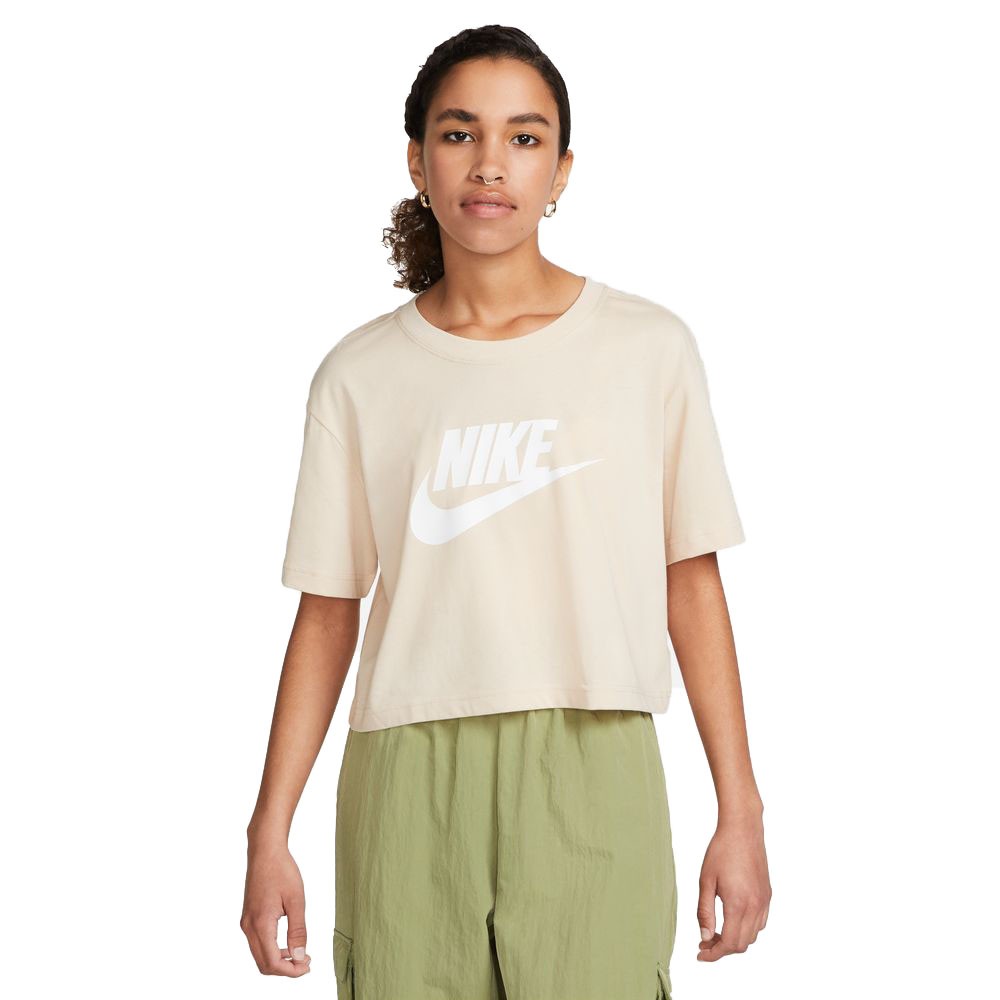 Image of Nike T-Shirt Cropped Logo Beige Donna M