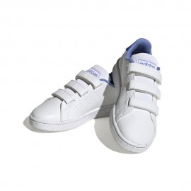 ADIDAS Advantage Velcro Ps Bianco Blu -Scarpe Ginnastica Bambino