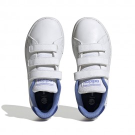 ADIDAS Advantage Velcro Ps Bianco Blu -Scarpe Ginnastica Bambino