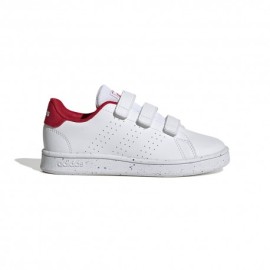 ADIDAS Advantage Velcro Ps Bianco Rosso -Scarpe Ginnastica Bambino