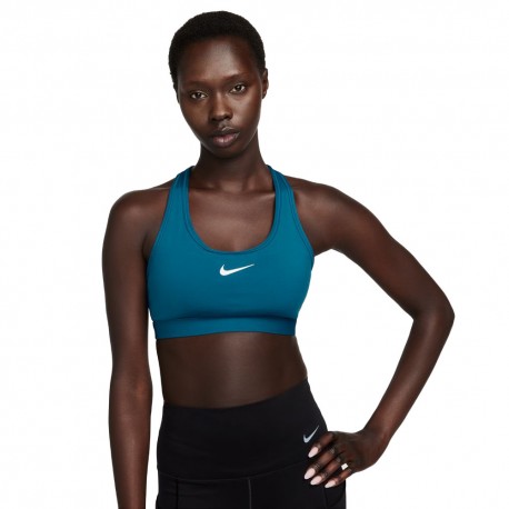 Nike Reggiseno Sportivo Swoosh Medium Supp Blu Donna