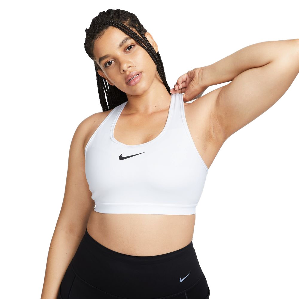 Nike Reggiseno Sportivo Swoosh Elevato Supporto Bianco Donna L A/B