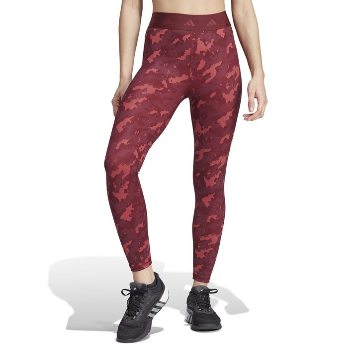 ADIDAS Leggings Sportivi Tight Camou Train Tech Fit Bordeaux Donna