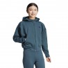 ADIDAS Felpa Palestra Full Zip Con Cappuccio Petrolio Donna