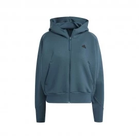 ADIDAS Felpa Palestra Full Zip Con Cappuccio Petrolio Donna