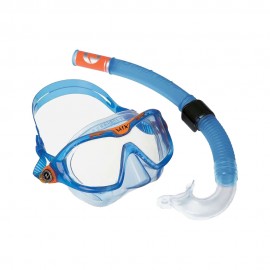 Aqualung Set Snorkeling Maschera Boccaglio Mix Combo Clear Blu Bambino