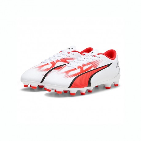 Puma Ultra Play FG/AG Bianco Rosso - Scarpe Da Calcio Bambino