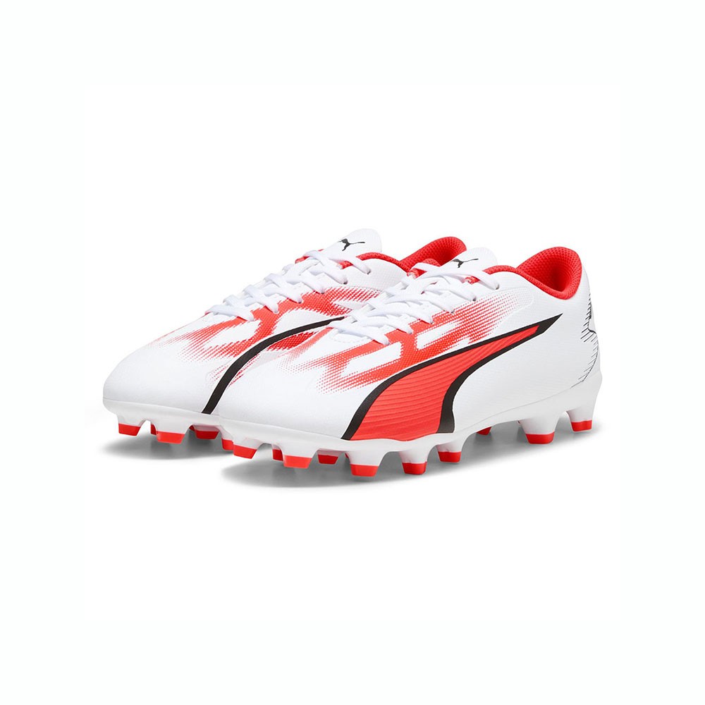 Puma Ultra Play FG/AG Bianco Rosso - Scarpe Da Calcio Bambino EUR 38.5 / UK 5.5