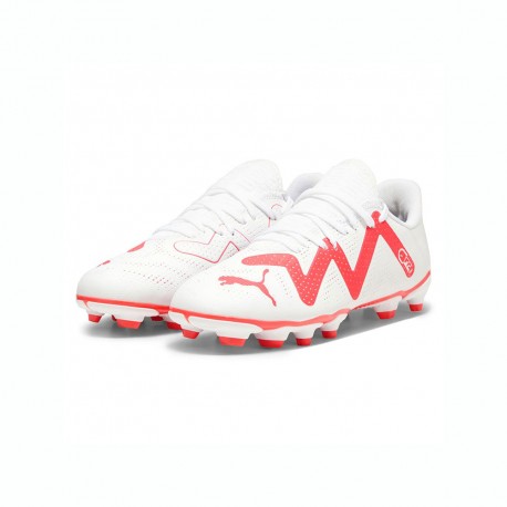 Puma Fututre Play FG/AG Bianco Rosso - Scarpe Da Calcio Bambino