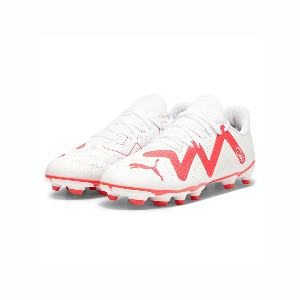 Puma Future Play FG/AG Bianco Rosso - Scarpe Da Calcio Bambino EUR 38.5 / UK 5.5