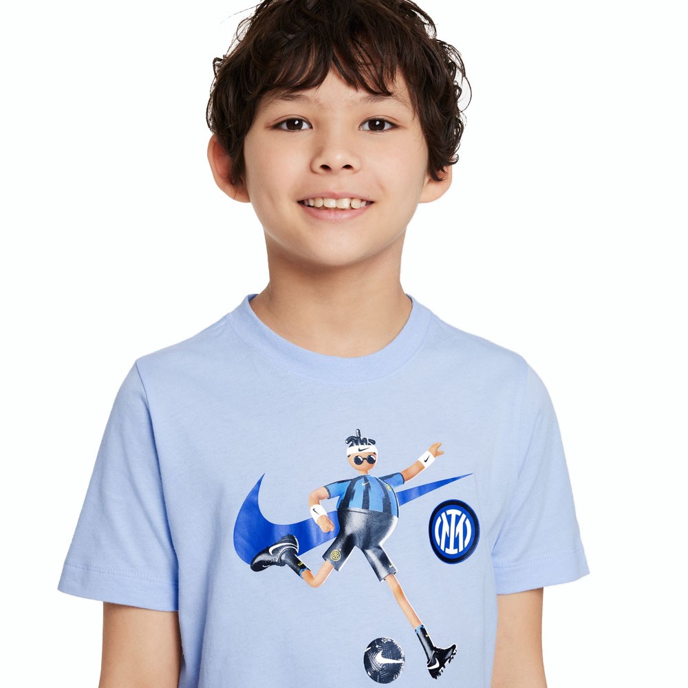 Nike Maglia Maniche Corte Inter Mascot Azzurro Nero Bambino
