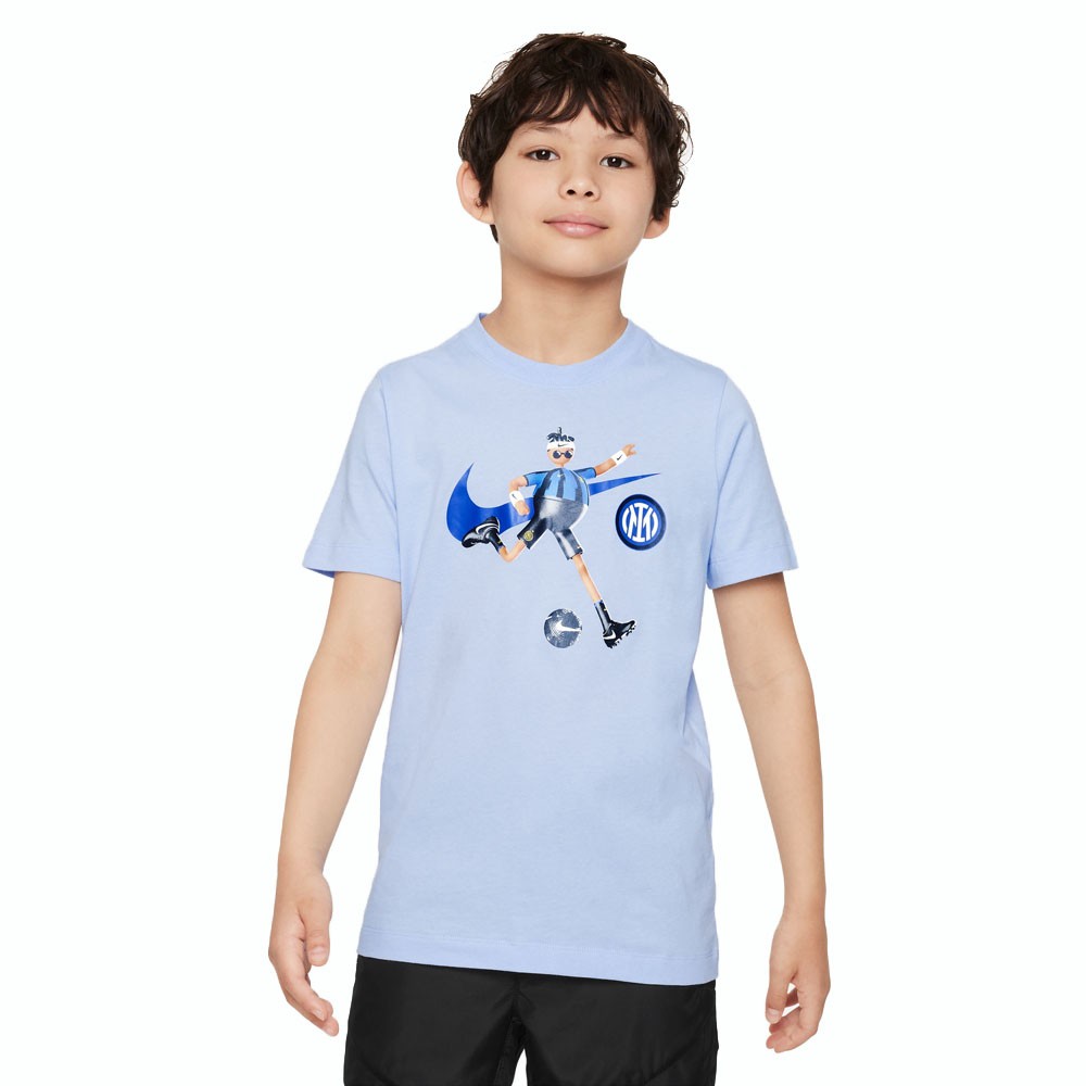 Nike Maglia Maniche Corte Inter Mascot Azzurro Nero Bambino