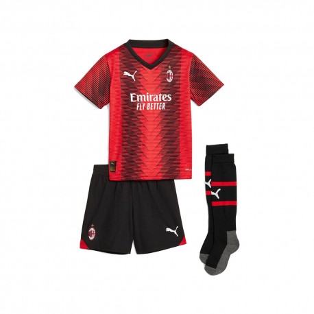 Puma Completo Calcio Neonato Acm Home 23 24 Rosso Nero Bambino