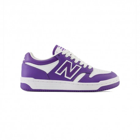New Balance Gs 480 Lea Bianco Viola - Scarpe Ginnastica Bambina