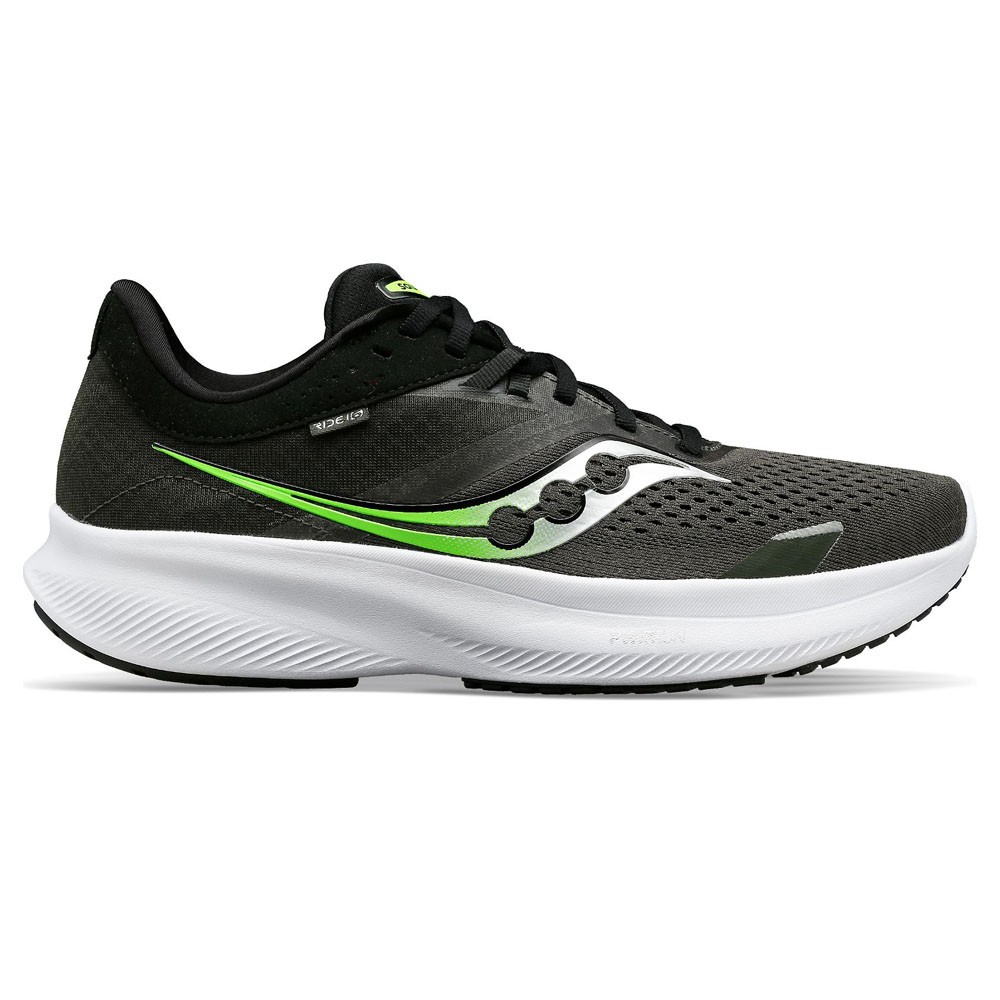 Saucony Ride 16 Nero Grigio Verde - Scarpe Running Uomo EUR 44,5 / US 10,5