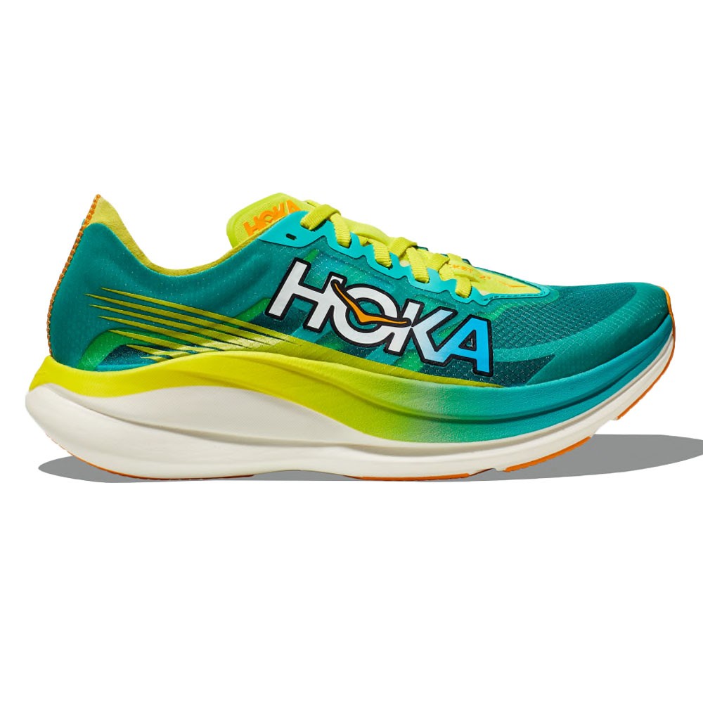 Hoka Rocket X 2 Azzurro Verde Giallo - Scarpe Running Uomo EUR 38 / US 5.5