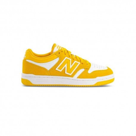 New Balance Gs 480 Lea Bianco Giallo - Scarpe Ginnastica Bambino