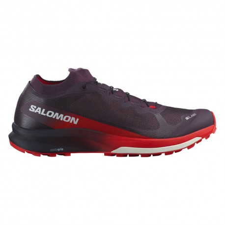 Salomon Trail Running S Lab Ultra 3 V2 Plum Perfect Fiery Rosso Bianco - Scarpe Trail Running Uomo