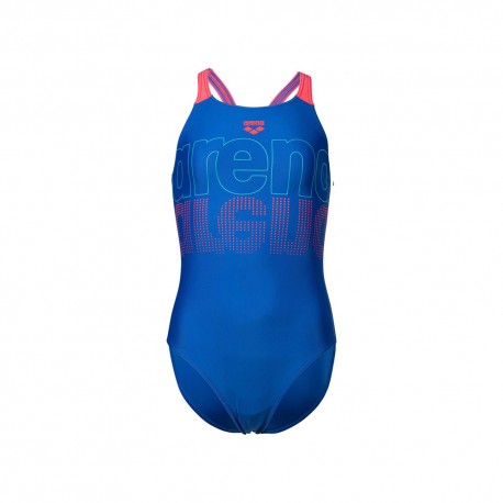 Arena Costume Intero Piscina Graphic Blu Fucsia Bambina