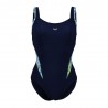 Arena Costume Intero Piscina Supportato Chiara Blu Navy Multi Donna