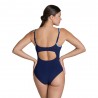 Arena Costume Intero Piscina Supportato Chiara Blu Navy Multi Donna