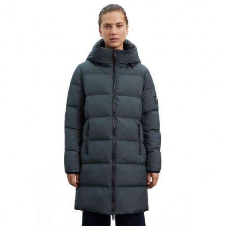 Ecoalf Piumino Lungo Con Cappuccio Verde Donna