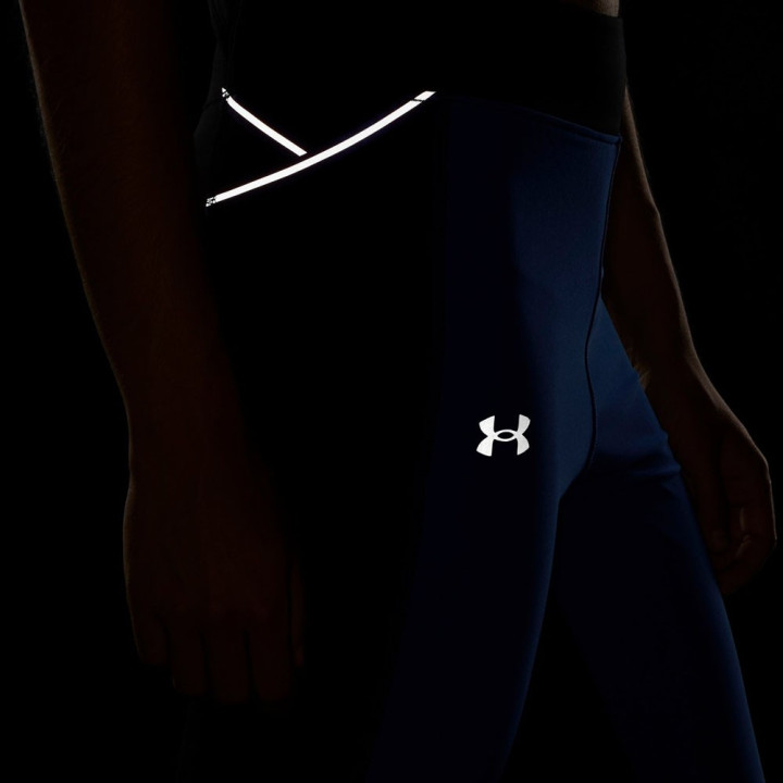 Under Armour Leggings Running Qualifier Cold Nero Team Blu Reflective Donna