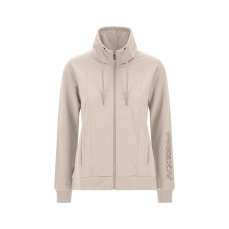 Freddy Felpa Palestra Full Zip Senza Cappuccio Beige Donna