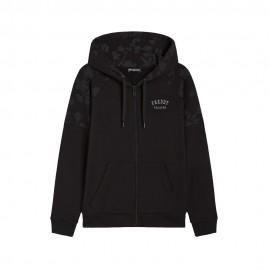 Full Zip Con Cappuccio Fiori nero