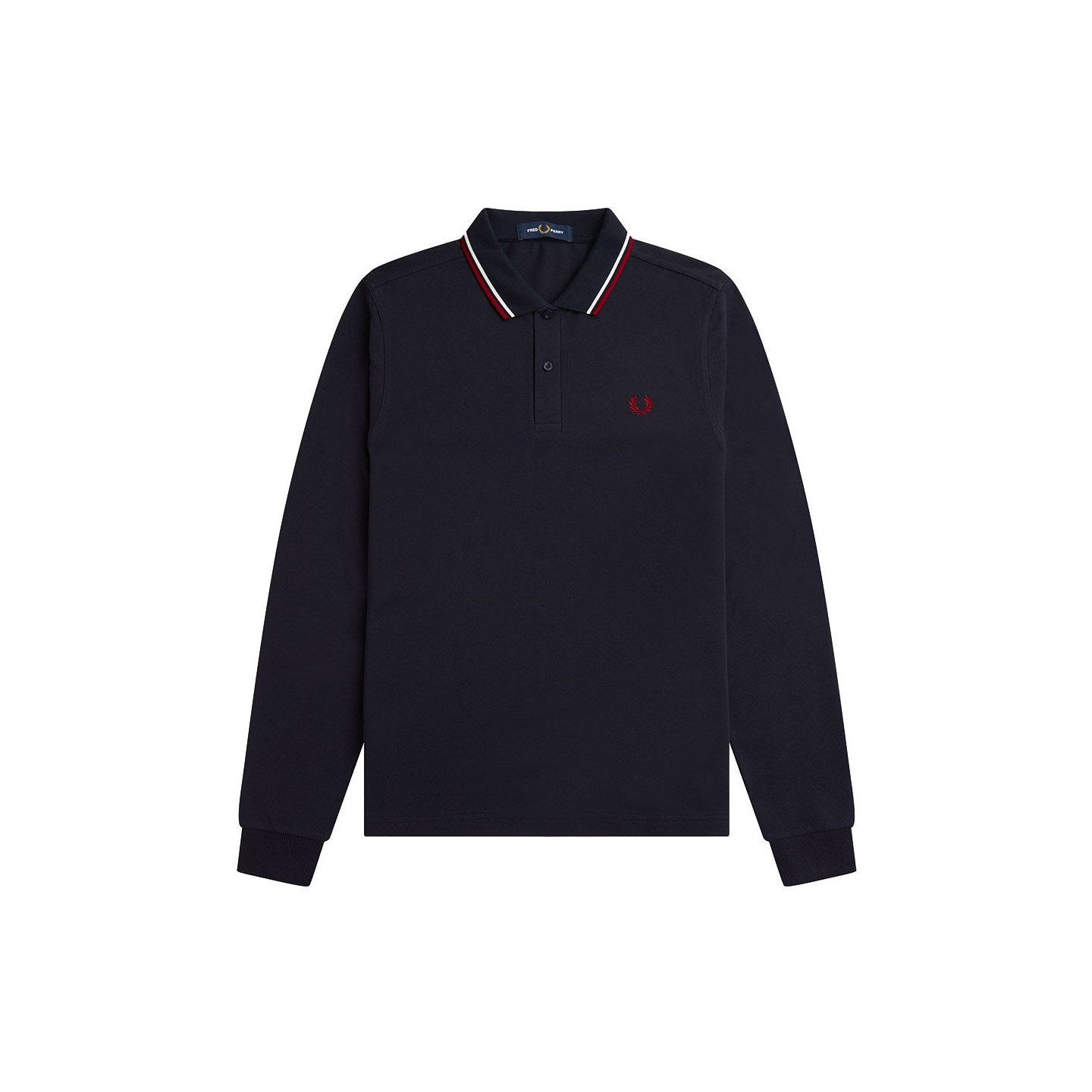 Fred Perry Uomo Blu, Bianco Per M3636 Polo Twin Tipped A Maniche Lunghe Blu Navy (S), Casual, Cotone, Manica Lunga - Immagine 3