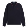 Fred Perry Polo Manica Lunga Bordino Blu Notte Uomo