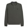 Fred Perry Polo Manica Lunga Bordino Grigio Uomo