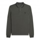 Fred Perry Polo Manica Lunga Bordino Grigio Uomo