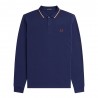 Fred Perry Polo Manica Lunga Bordino Blu Chiaro Uomo