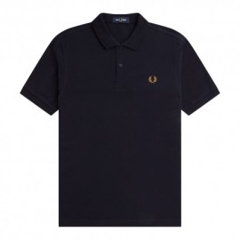 Fred Perry Polo Tinta Unita Logo Blu Uomo