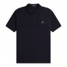 Fred Perry Polo Tinta Unita Logo Blu Uomo