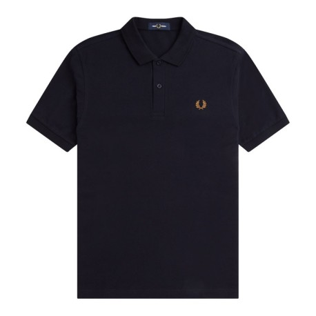 Fred Perry Polo Tinta Unita Logo Blu Uomo