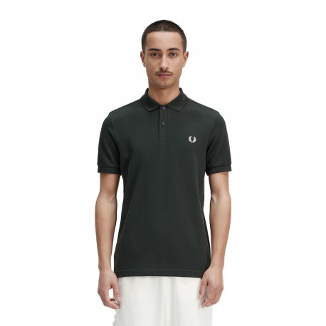 Fred Perry Polo Tinta Unita Logo Nero Uomo