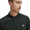 Fred Perry Polo Tinta Unita Logo Nero Uomo