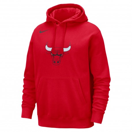 Nike Felpa Nba Bulls Club Rosso Bianco Uomo