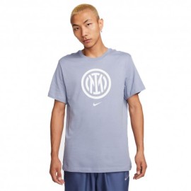 Nike Maglia Maniche Corte Inter Crest Grigio Bianco Uomo