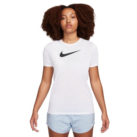 Nike Maglietta Palestra Mezza Manica Swoosh Bianco Donna