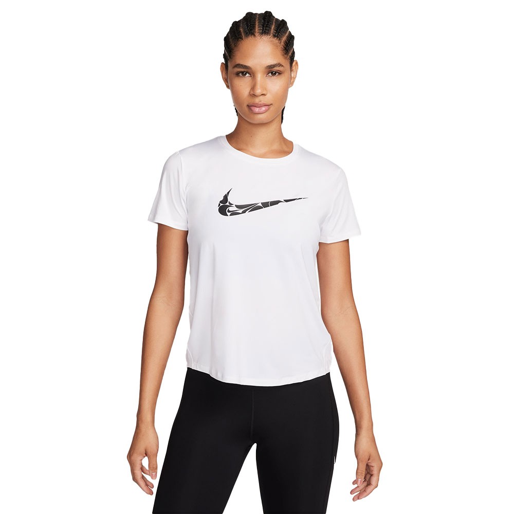 Nike T-Shirt Running One Swoosh Bianco Nero Donna M