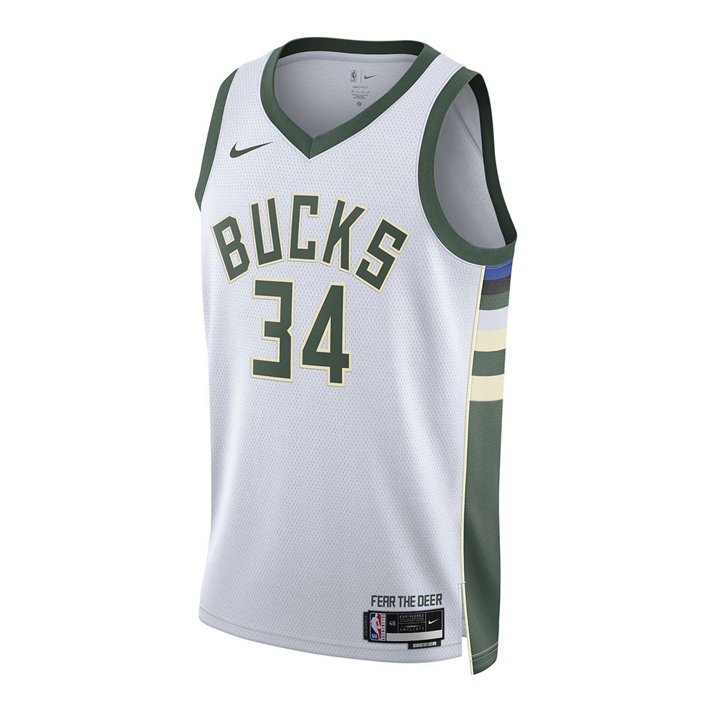 Nike Canotta Basket Nba Bucks Anteto 22 Bianco Verde Uomo XL