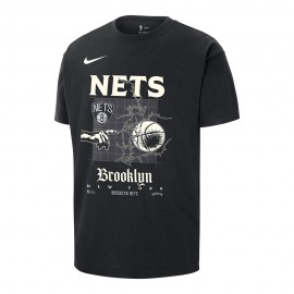 Nike T-Shirt Basket Nba Brooklyn Oc Mx90 Tee Nero Uomo