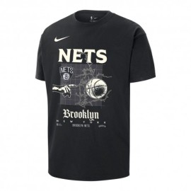 Nike T-Shirt Basket Nba Brooklyn Oc Mx90 Tee Nero Uomo