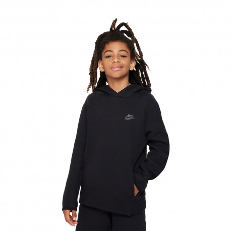 Nike Felpa Con Cappuccio Tech Fleece Nero Bambino